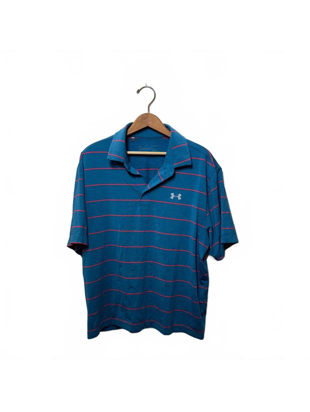 Under Armour Striped Polo Magenta Red Men's